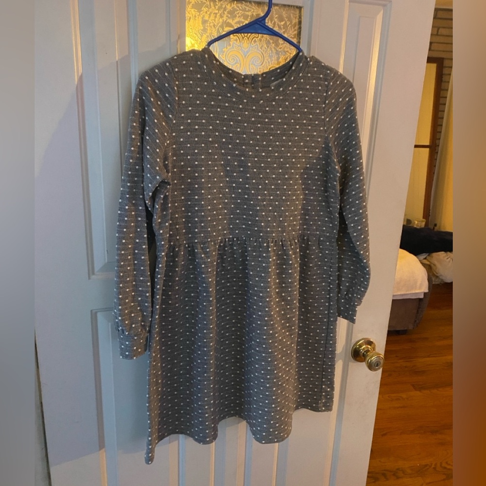 LOFT Gray Dress with White Dots
